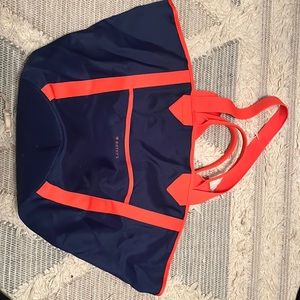 Rothys large reversible beach tote orange and blue and orange and beige